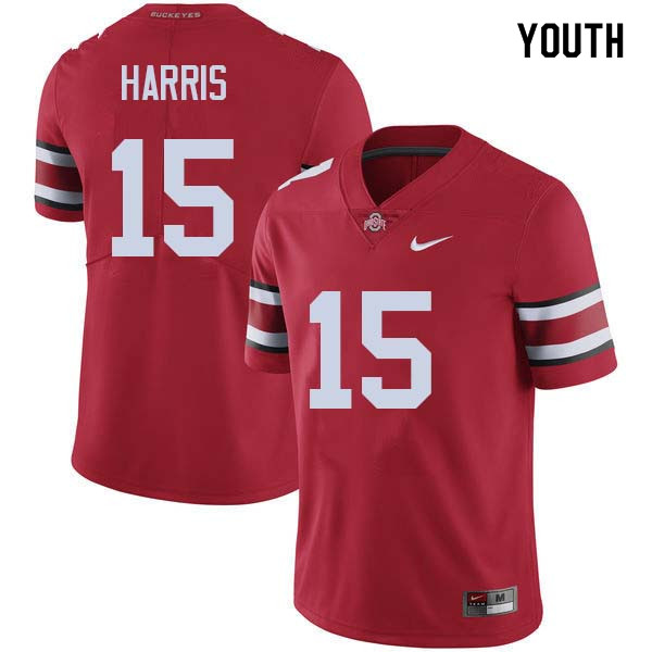 Ohio State Buckeyes Jaylen Harris Youth #15 Red Authentic Stitched College Football Jersey